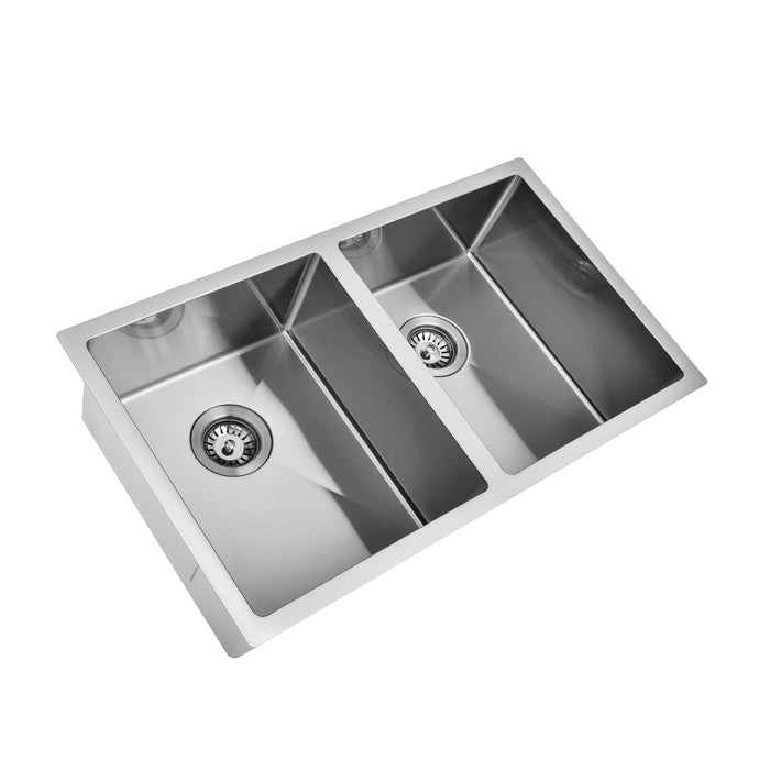 850 x 450 x 230mm Double Bowl Kitchen Sink - Acqua Bathrooms