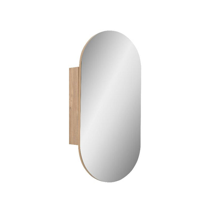 Pill Oval Natural Oak Shaving Cabinet By Indulge® - Acqua Bathrooms