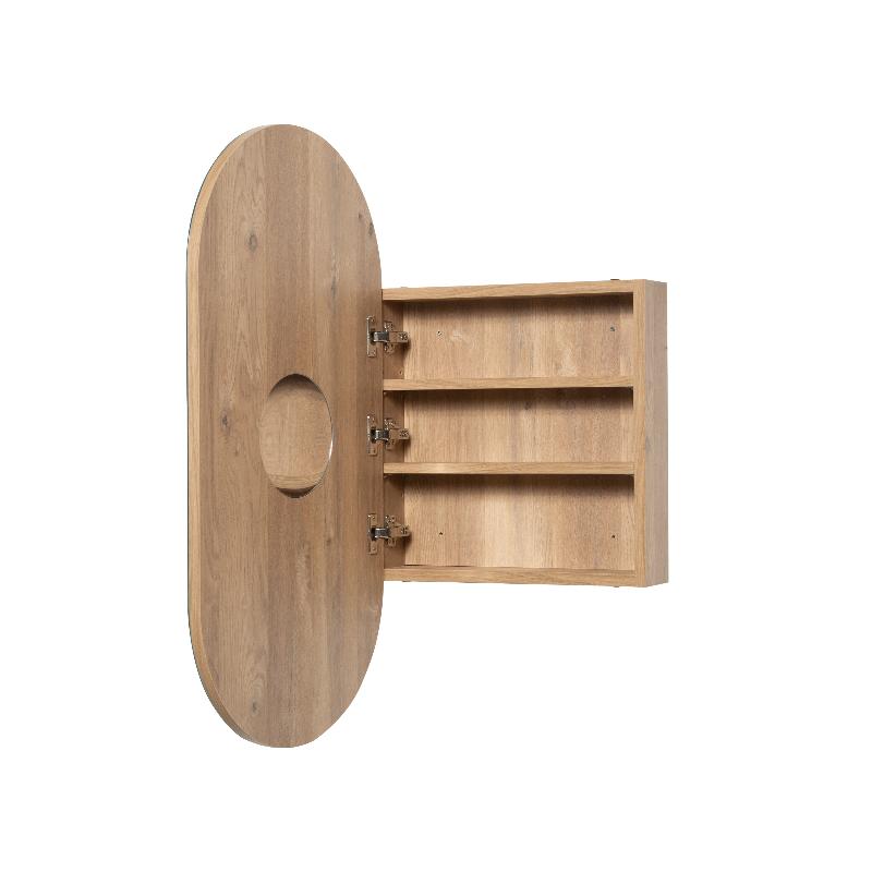 Pill Oval Natural Oak Shaving Cabinet By Indulge® - Acqua Bathrooms