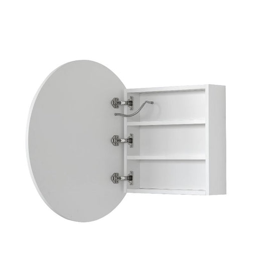Round LED Matte White Shaving Cabinet - Indulge - Acqua Bathrooms