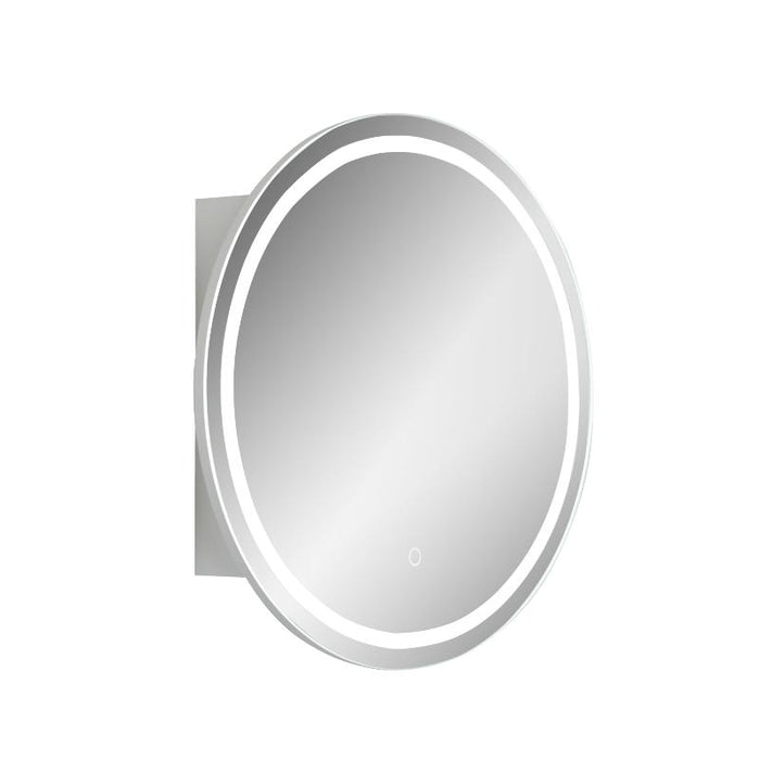 Round LED Matte White Shaving Cabinet - Indulge - Acqua Bathrooms