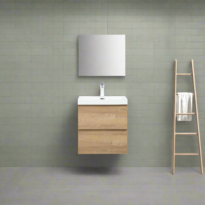 Sella 500mm Ensuite Natural Oak Wall Hung Vanity by Indulge® - Acqua Bathrooms