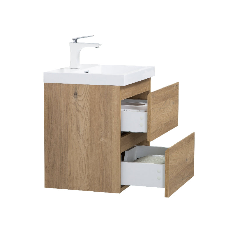 Sella 500mm Ensuite Natural Oak Wall Hung Vanity by Indulge® - Acqua Bathrooms