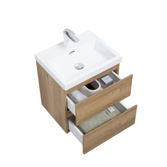 Sella 500mm Ensuite Natural Oak Wall Hung Vanity by Indulge® - Acqua Bathrooms