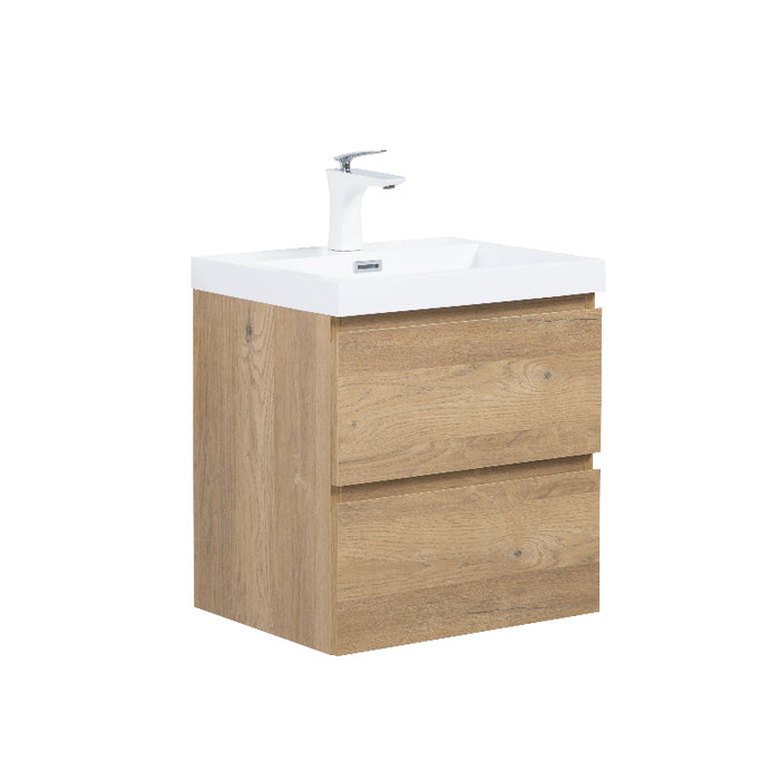 Sella 500mm Ensuite Natural Oak Wall Hung Vanity by Indulge® - Acqua Bathrooms