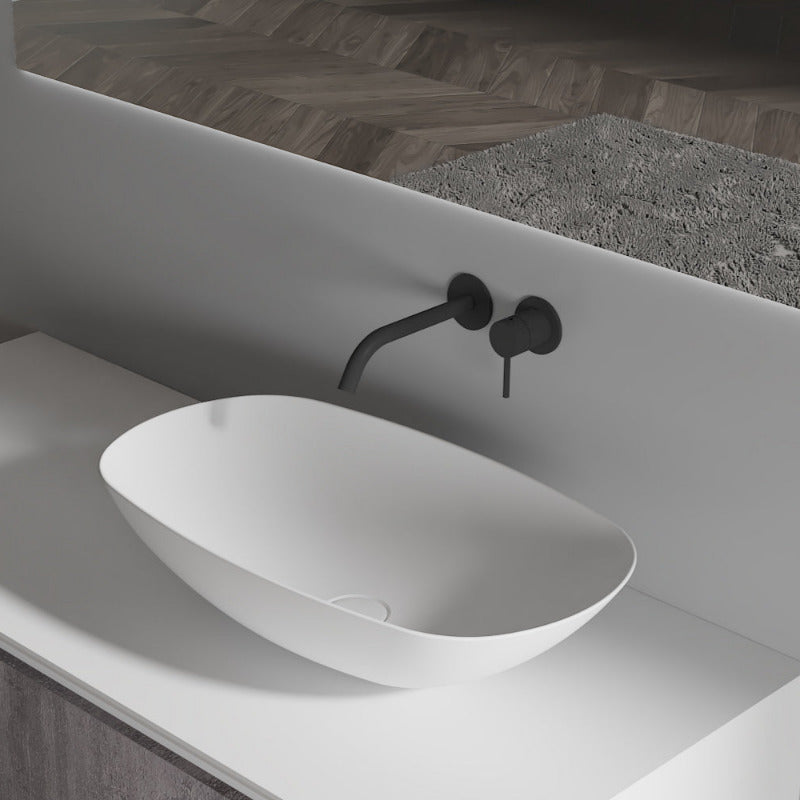 Serra 630mm Solid Surface Stone Oval Above Counter Basin - Acqua Bathrooms