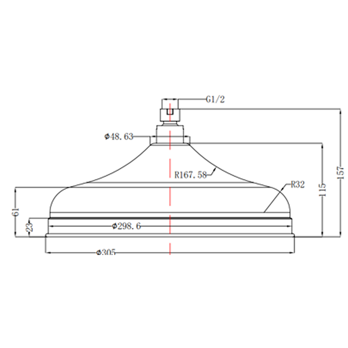 Mica Brushed Nickel Heritage 300mm Shower Head