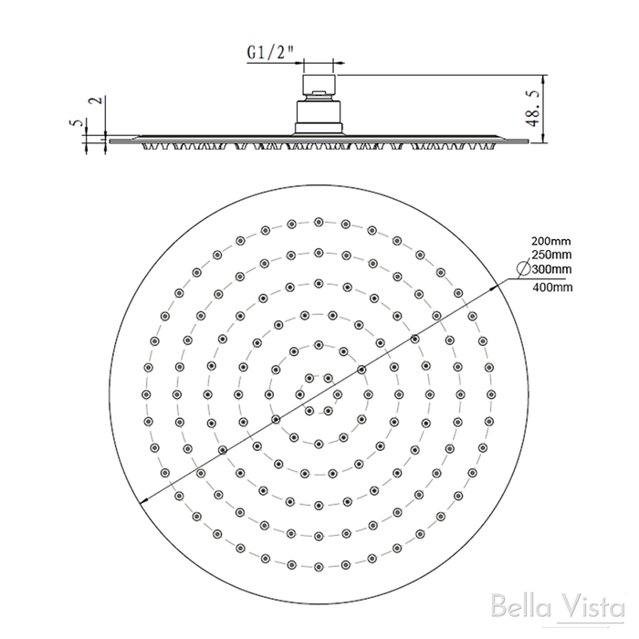 Mica Matte Black Shower Head - 200mm