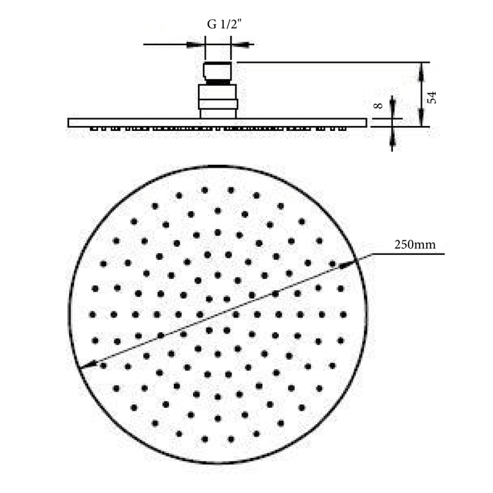 Mica LVB Living Brass Shower Head - 250mm