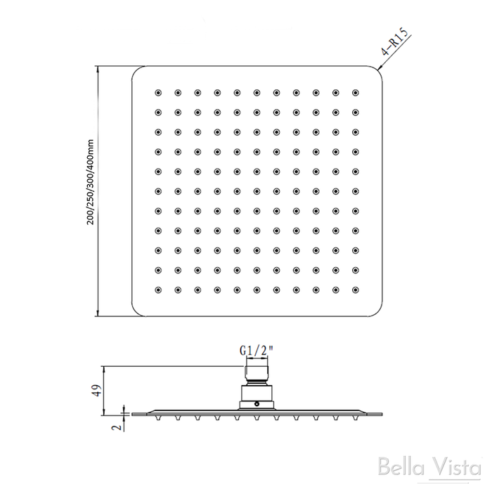 Beki / Tiago Brushed Nickel Shower Head - 250mm