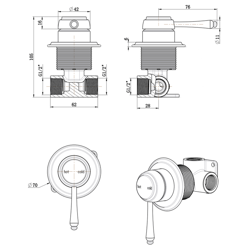 Mica Dusk Bronze Heritage Shower Mixer - Trim Kit Only