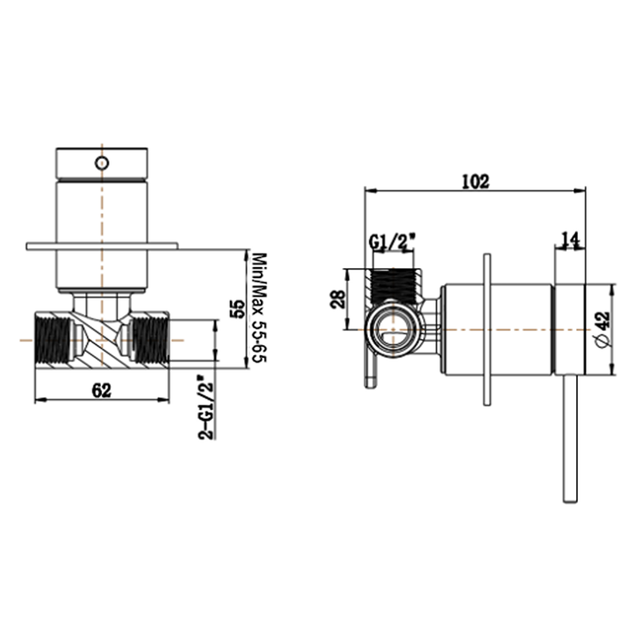 Mica Gun Metal Shower Mixer - Trim Kit Only