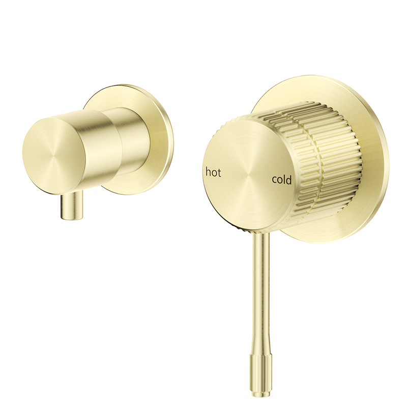 Mica French Gold Fluted Shower Mixer Diverter - Sideways