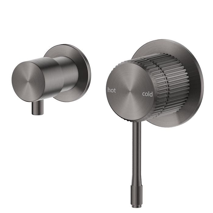 Mica Gun Metal Fluted Shower Mixer Diverter - Sideways