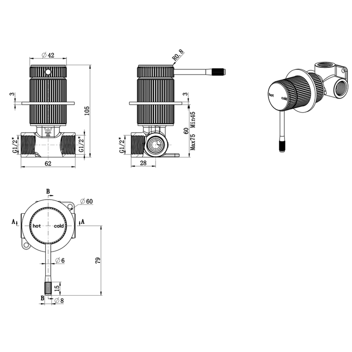 Mica Fluted Gun Metal Shower Mixer