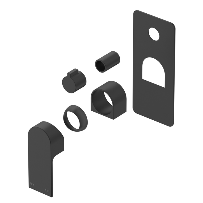 Beki Matte Black Shower Mixer - Square Plate - Trim Kit Only
