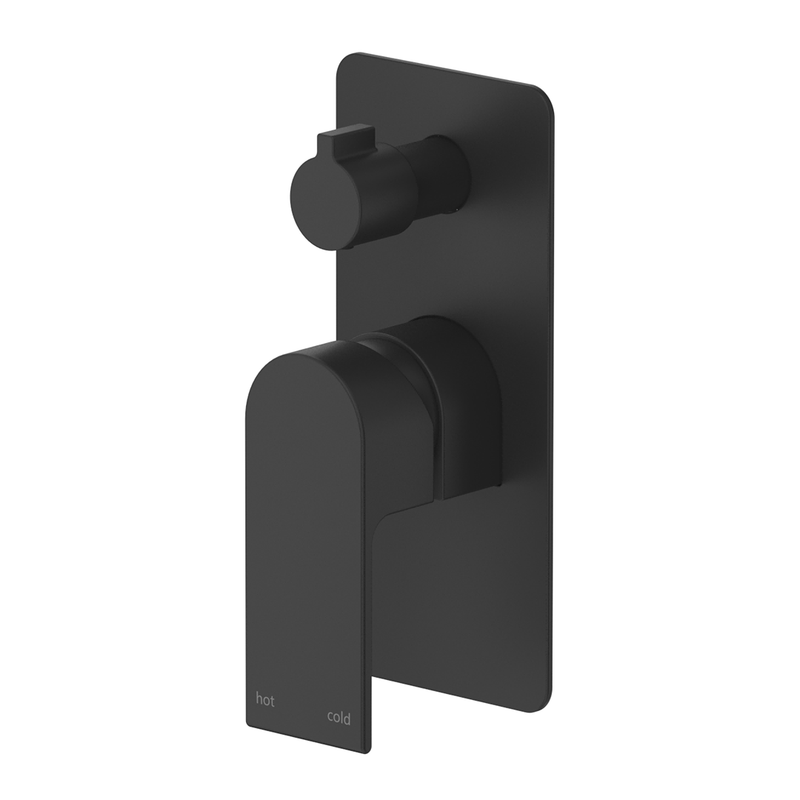 Beki Matte Black Shower Mixer Diverter - 1P - Trim Kit Only