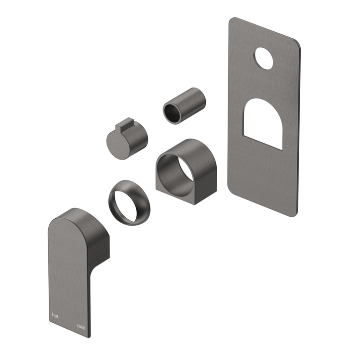 Beki Gun Metal Shower Mixer - Square Plate - Trim Kit Only
