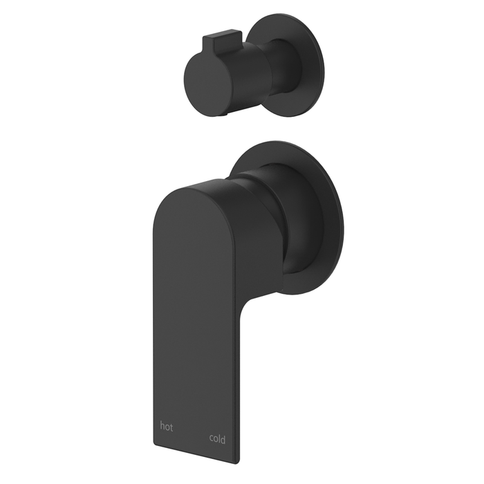 Beki Matte Black Shower Mixer Diverter - 2P - Trim Kit Only