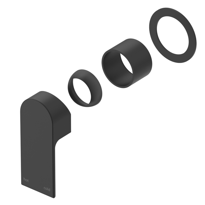 Beki Matte Black Shower Mixer - Round Plate - Trim Kit Only