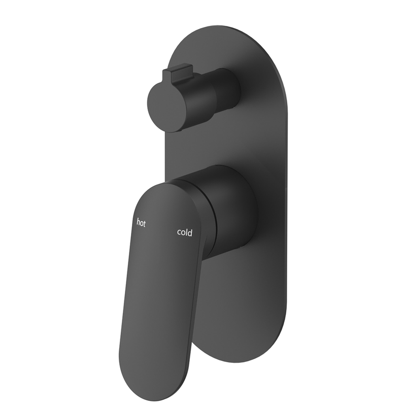 Lantra Matte Black Shower Mixer Diverter - 1P - Trim Kit Only