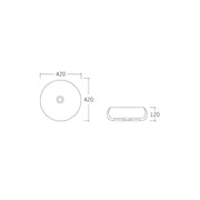 Sibel 420 Matte White Round Above Counter Basin dimensions