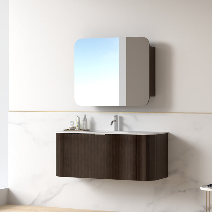 Siena 1200 Curved Fluted Alder Walnut Wall Hung Vanity