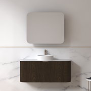 Siena 1200 Curved Fluted Black Walnut Wall Hung Vanity - Acqua Bathrooms