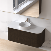 Siena 1200 Curved Fluted Black Walnut Wall Hung Vanity - Acqua Bathrooms