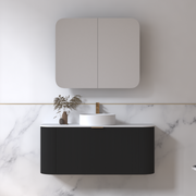Siena 1200 Curved Fluted Matte Black Wall Hung Vanity - Acqua Bathrooms