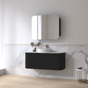 Siena 1200 Curved Fluted Matte Black Wall Hung Vanity - Acqua Bathrooms