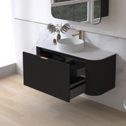 Siena 1200 Curved Fluted Matte Black Wall Hung Vanity - Acqua Bathrooms