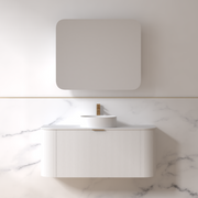 Siena 1200 Curved Fluted Matte White Wall Hung Vanity - Acqua Bathrooms
