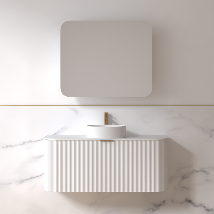 Siena 1200 Curved Fluted Matte White Wall Hung Vanity - Acqua Bathrooms