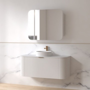 Siena 1200 Curved Fluted Matte White Wall Hung Vanity - Acqua Bathrooms