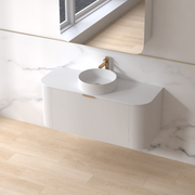 Siena 1200 Curved Fluted Matte White Wall Hung Vanity - Acqua Bathrooms