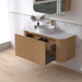 Siena 1200 Curved Light Walnut Fluted Wall Hung Vanity - Acqua Bathrooms