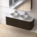 Siena 1500 Curved Double Fluted Black Walnut Wall Hung Vanity - Acqua Bathrooms