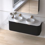 Siena 1500 Curved Double Fluted Matte Black Wall Hung Vanity - Acqua Bathrooms