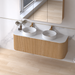 Siena 1500 Curved Double Light Walnut Fluted Wall Hung Vanity - Acqua Bathrooms