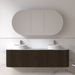 Siena 1800 Curved Double Fluted Black Walnut Wall Hung Vanity - Acqua Bathrooms