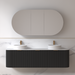 Siena 1800 Curved Double Fluted Matte Black Wall Hung Vanity - Acqua Bathrooms