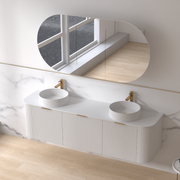 Siena 1800 Curved Double Fluted Matte White Wall Hung Vanity - Acqua Bathrooms