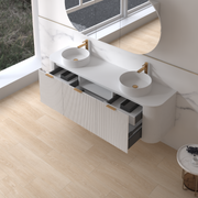 Siena 1800 Curved Double Fluted Matte White Wall Hung Vanity - Acqua Bathrooms