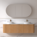 Siena 1800 Curved Double Light Walnut Fluted Wall Hung Vanity - Acqua Bathrooms