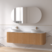 Siena 1800 Curved Double Light Walnut Fluted Wall Hung Vanity - Acqua Bathrooms