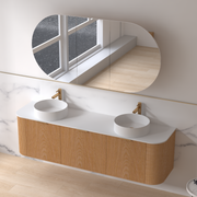 Siena 1800 Curved Double Light Walnut Fluted Wall Hung Vanity - Acqua Bathrooms