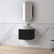 Siena 600 Curved Matte Black Fluted Wall Hung Vanity - Acqua Bathrooms
