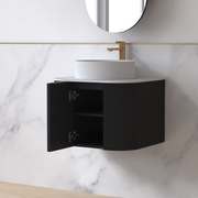 Siena 600 Curved Matte Black Fluted Wall Hung Vanity - Acqua Bathrooms