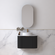 Siena 750 Curved Matte Black Fluted Wall Hung Vanity - Acqua Bathrooms